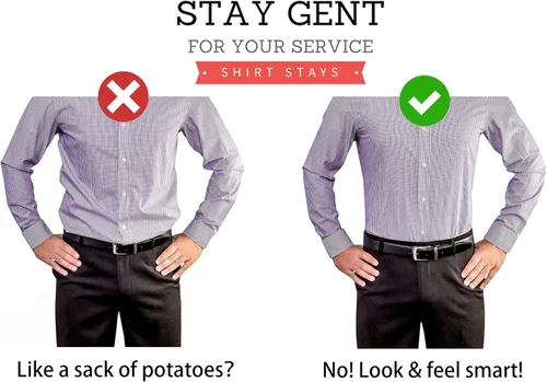 Vista 6 de STAY GENT Camisa estilo Y para hombres con abrazaderas de bloqueo antideslizantes y correas elásticas ajustables