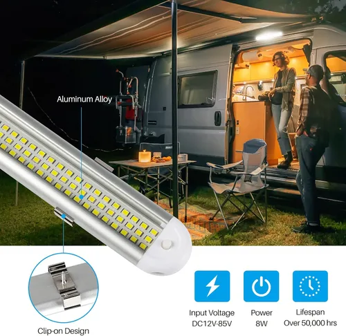 Vista 6 de CT CAPETRONIX - Barra de luz interior LED de 12 V, 120 LED, 1500 lúmenes, 8 W, CC, 12 voltios, con interruptor de encendido/apagado, para remolque