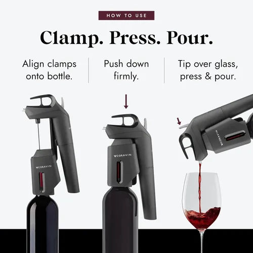 Vista 4 de Coravin Timeless Three Plus Sistema de preservación de vino Protector de vino Con 2 cápsulas de gas argón puro y aireador de vino Negro