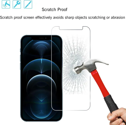 Vista 5 de Ailun Paquete de 2 protectores de pantalla para iPhone 12 Pro Max [6.7 pulgadas] + 2 protectores de lente de cámara, película de vidrio templado