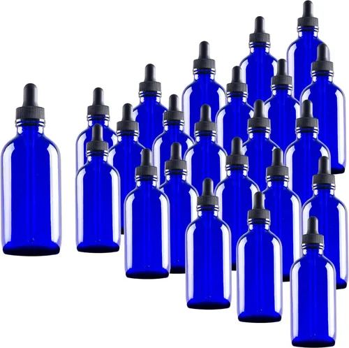 Vista 25 de Paquete de 48 botellas con cuentagotas de vidrio ámbar de 1 oz, botellas cuentagotas con cuentagotas de vidrio para aceites esenciales, perfumes