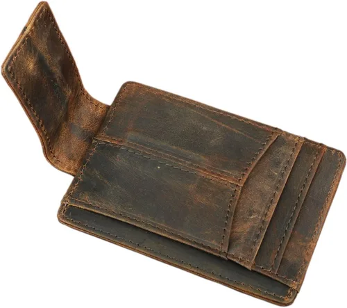 Vista 3 de Le'aokuu - Funda de piel RFID con cierre de bolsillo frontal, diseño minimalista