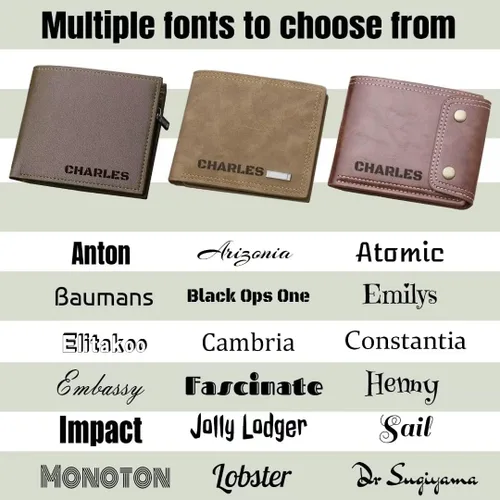 Vista 6 de Personalized Wallet for men, Custom Engraved Leather Wallets with name, Customized Gifts for Dad Hombre Husband Son, Black