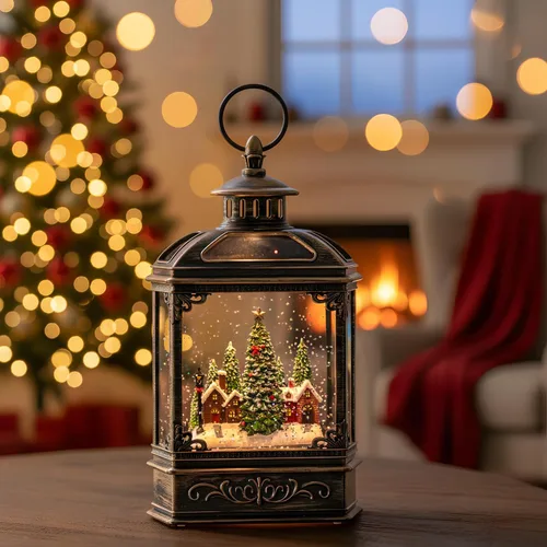 Vista 18 de Linterna de globo de nieve de Navidad, linterna brillante de agua iluminada con cable USB y funciona a baterías, para regalos y festival de Navidad