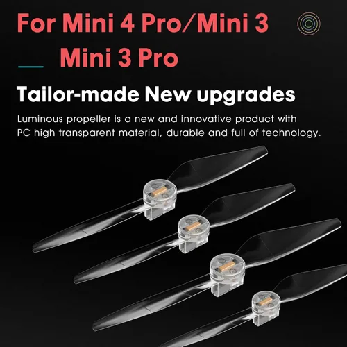 Vista 3 de Mini 4 Pro/Mini 3 Pro/Mini 3 hélices Luces LED de repuesto de cuchillas de apoyo de bajo ruido para DJI Mini 3/4 Series Fly More Combo Plus Drone