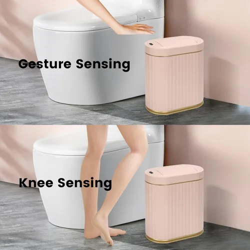 Vista 5 de ELPHECO - Cubo de basura de baño con tapa de mariposa, basurero con sensor de movimiento para baño, decoraciones de baño, cubo de basura automático