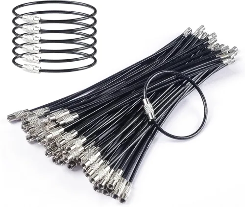 Vista 11 de Uniclife 4 Inch Wire Keychain Cable Large Stainless Steel Key Ring Loop Holder for Luggage Tag Keeper for Travel