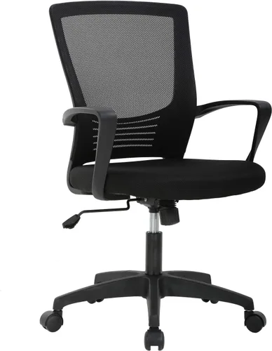 Vista 8 de Silla de escritorio de malla para computadora con brazos de apoyo lumbar, elegante silla ejecutiva moderna y giratoria con soporte lumbar