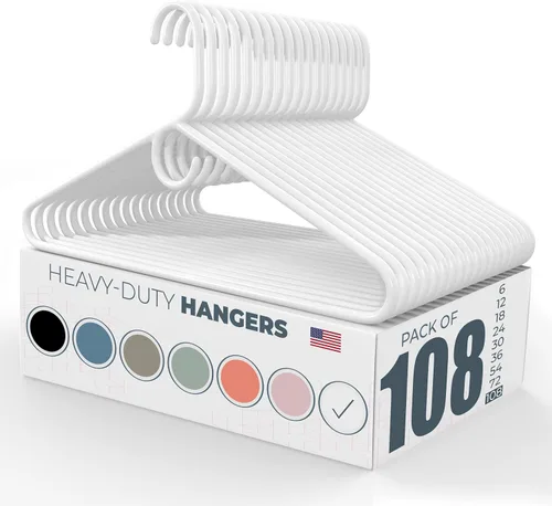 Vista 128 de Neaties Paquete de 6 perchas de ropa resistentes, fabricadas en los Estados Unidos, perchas de plástico de capacidad de 8 libras para ropa