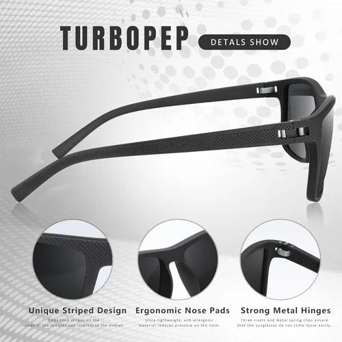 Vista 4 de Gafas de sol polarizadas cuadradas para hombres y mujeres, gafas de sol ligeras con protección UV