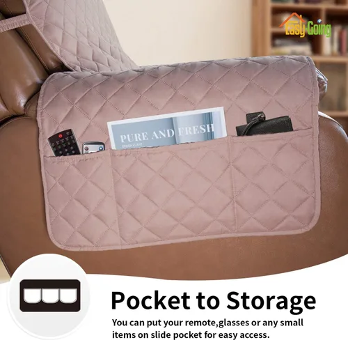 Vista 670 de Easy-Going - Funda reversible para sofá reclinable, resistente al agua, protector de muebles con correas elásticas, para mascotas y niños