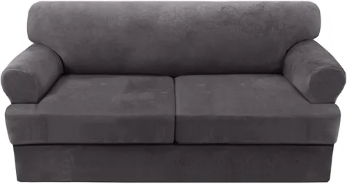 Vista 16 de OOCCO Funda para sofá con cojines en forma de T, funda de terciopelo para sillón, protector de muebles, fundas elásticas para sofá con cojines