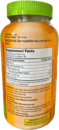 Vista 3 de Kirkland Signature - Gomitas de vitamina C para adultos, 250 mg, 180