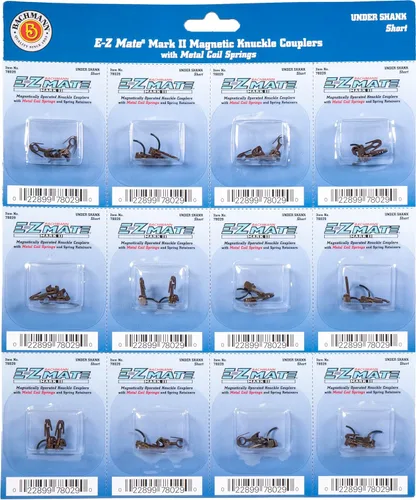 Bachmann Trains - Acopladores E-Z MATE MARK II - Acopladores magnéticos para nudillos con resorte de bobina de metal - Bajo el eje - Cortos (12