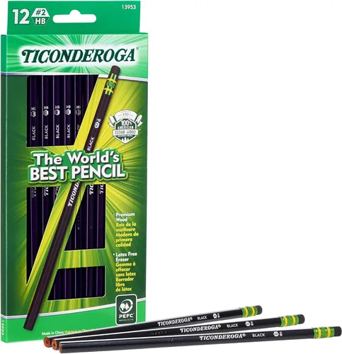 Vista 7 de Ticonderoga - Lápices 2 HB suave, negro Con revestimiento de madera Sin afilar Total de 24