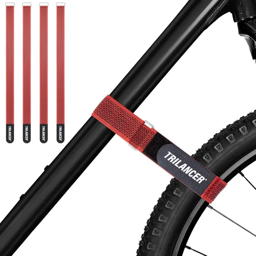 Vista 9 de Trilancer Correas para portabicicletas, paquete de 2 correas estabilizadoras ajustables de rueda de bicicleta con gancho y bucle para montaje