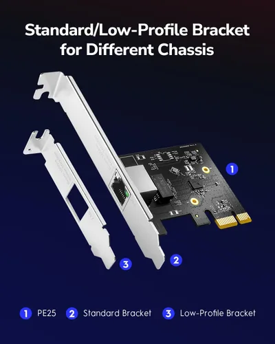 Vista 7 de Cudy Adaptador de red PCI Express de 2.5 Gbps, tarjeta PCIe 2.5GBase-T, NIC RTL8125, Wake on LAN, control de flujo, soporte de perfil bajo, Windows