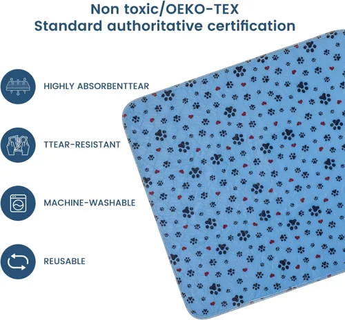 Vista 3 de Almohadillas Lavables para Orina de Perros, Paquete de 2 Grandes de 18"x24" Súper Absorbentes Almohadillas Reutilizables para Cachorros