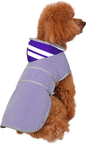 Vista 19 de Chubasqueros para perros pequeños, cachorros, chaqueta impermeable con capucha con tiras reflectantes, agujero para correa y poncho de ajuste