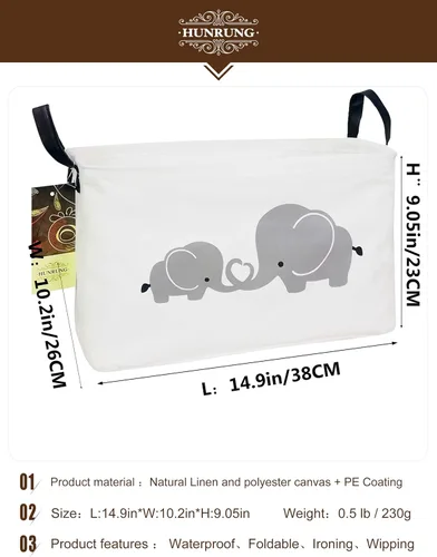Vista 2 de HUNRUNG Cesta rectangular de almacenamiento de lona, bonita cesta organizadora de lona para juguetes de mascotas, niños, libros, ropa, perfecta