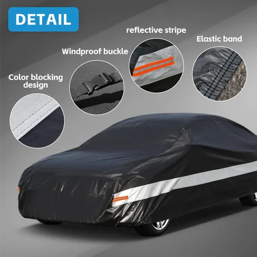 Vista 3 de Funda para Automóvil de 10 Capas Impermeable para Todo Clima para Coupé Hatchback, 100% Impermeable Fundas para Automóvil de Exterior Ajuste