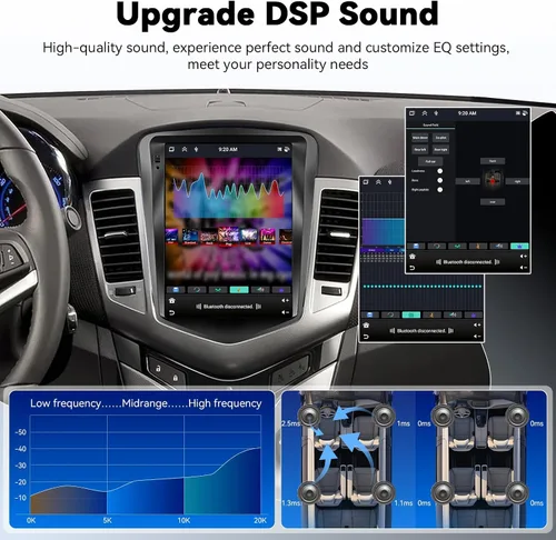 Vista 5 de Audio de alta fidelidad + ecualizador: 4Core 2G+64G para Chevrolet Chevy Cruze J300 2009-2015 Radio estéreo de coche, Android 13 9.7 pulgadas HD