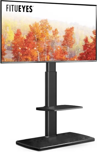 Vista 11 de FITUEYES Soporte giratorio para TV de suelo para televisores de 32 a 70 pulgadas, soporte universal alto para TV con base de madera resistente, Negro