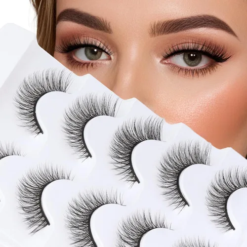 Vista 24 de Veleasha Pestañas postizas de manga puntiagudas, 100% hechas a mano, aspecto natural, pestañas postizas ligeras con banda transparente suave