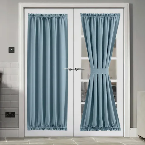 Vista 70 de NICETOWN Cortinas de Lino para Puerta Lateral - Cortinas Opacas con Aislamiento Térmico para Puerta Delantera Francesa para Sombra Pequeña