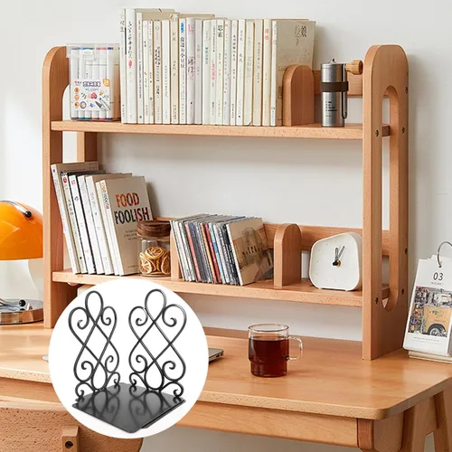 Vista 7 de Anwenk Sujetalibros vintage con almohadillas de fieltro, soporte resistente de 2.2 libras, base larga, soporte para libros de arte de lujo