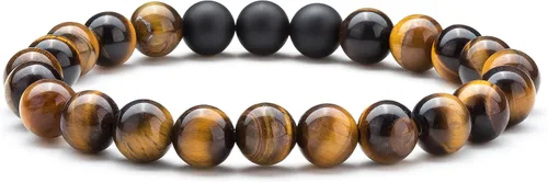 Vista 16 de Pulsera elástica Hamoery con cuentas naturales de ojo de tigre de 8 mm, para mujer y hombre Juego de 2 piezas 1-21018