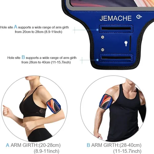 Vista 5 de JEMACHE - Brazalete para iPod Touch de 5ª/6ª generación, para correr o ejercitar, entrenar o hacer deporte, para iPod Touch 5/6 generación, con Azul