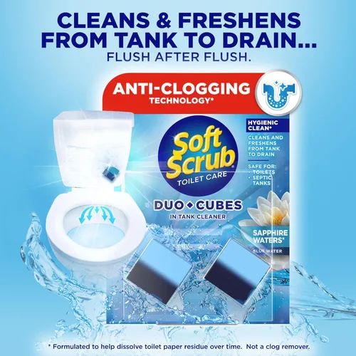 Vista 4 de Soft Scrub DuoCubes Limpiador de inodoro en tanque, 2 unidades, aguas de zafiro (paquete de 7)
