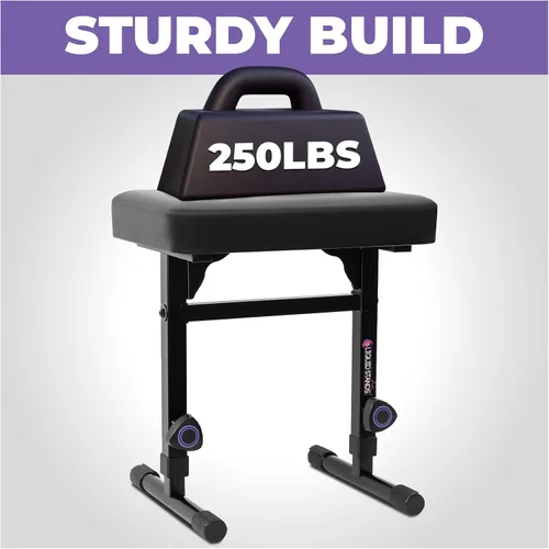 Vista 3 de Liquid Stands Banco de piano ajustable – asiento de banco de teclado de música para soporte de teclado de piano con cojín acolchado negro