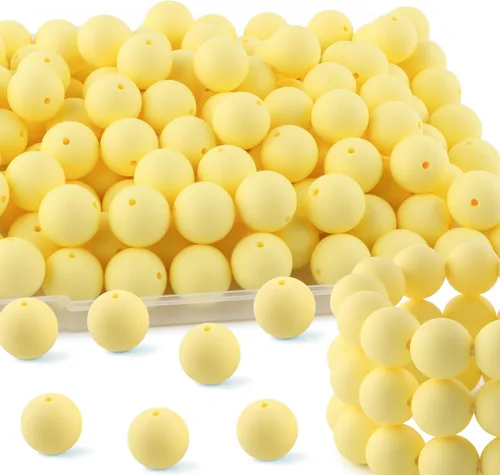 Vista 122 de 160Pcs 12mm de abalorios de silicona para hacer llaveros, pulseras, collares, abalorios redondos de silicona a granel para bolígrafos (negro)