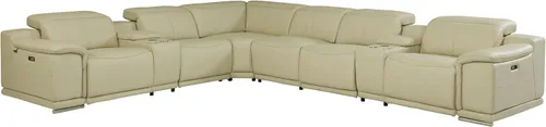 Vista 174 de BlackJack Furniture Venice - Sofá modular de cuero italiano de grano superior de 5 piezas con 3 reclinables eléctricos, reposacabezas ajustable