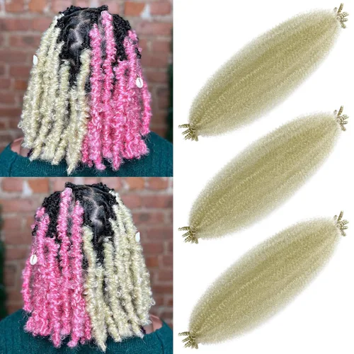 Vista 17 de Cabello Afro Twist Elástico de 16 pulgadas, cabello Cuban Twist 30# Marley Twist trenzado, Afro Twist suave, extensiones de cabello sintético rizado
