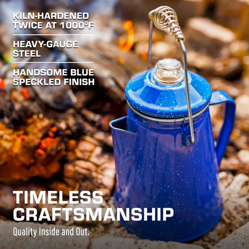 Vista 6 de COLETTI Juego Clásico de Cafetera Percoladora de Esmalte y Tazas — La Cafetera de Camping Más Nostálgica, Ahora Modernizada