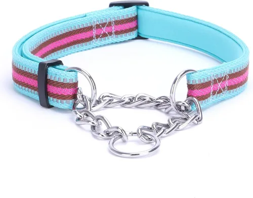 LOS ANDES Collar Martingale para perros, collar reflectante para perro, collar de entrenamiento acolchado ajustable de nailon suave para mascotas