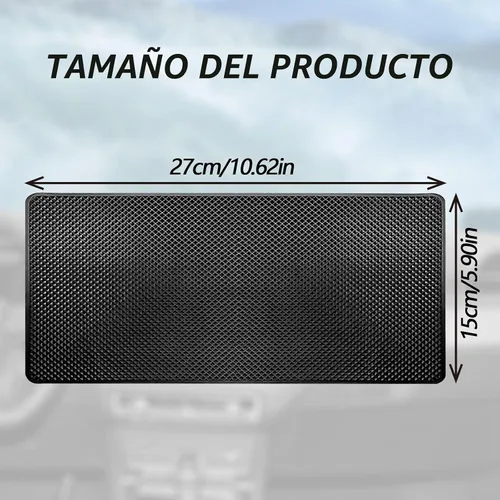 Vista 7 de Tapete de goma antideslizante para salpicadero, tamaño de 10.6 x 5.9 pulgadas, tapete antideslizante para automóvil, accesorios de salpicadero