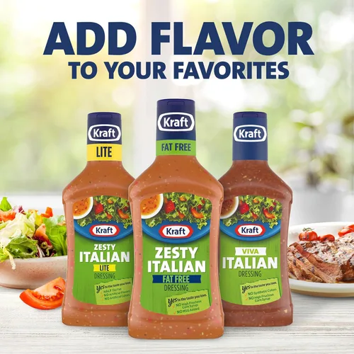 Vista 7 de Kraft Aderezo Italiano Picante Sin Grasa para Ensaladas (botella de 16 fl oz)