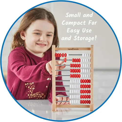 Vista 6 de hand2mind Mini ábaco Rekenrek de madera de 100 cuentas, ábaco para matemáticas de niños, manipuladores de matemáticas de conteo de madera