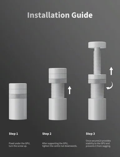 Vista 7 de upHere Soporte de GPU, Soporte de GPU para Tarjeta Gráfica, Soporte de Hundimiento para Tarjeta de Video, Soporte de GPU, Blanco, S (26mm-50mm)