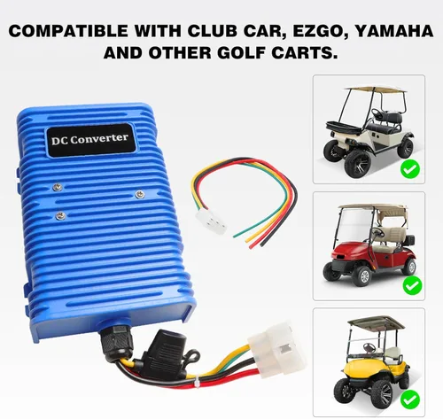 Vista 2 de Roykaw Regulador reductor de voltaje para carrito de golf, convertidor de 36 o 48 V a 12 V CC, 30 A/350 vatios, universal compatible con EZGO, Club