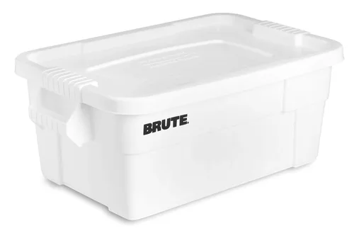 Vista 15 de Rubbermaid Commercial Products - BRUTE - Contenedor de almacenamiento con tapa - 14 galones - Blanco - Cajas resistentes y reutilizables