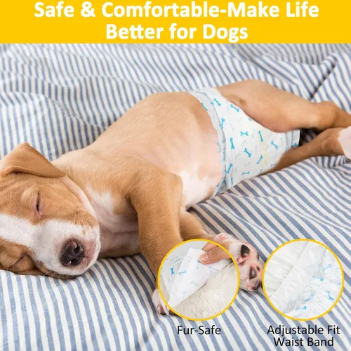 Vista 3 de Dono Pañales desechables para perros machos con indicador de humedad, 56 unidades, bandas superabsorbentes para el vientre para perros machos