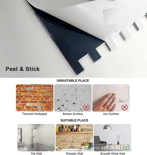 Vista 5 de WEIMEISC Azulejo contra salpicaduras de 10 hojas, azulejos de metal mixto de PVC para cocina (mármol blanco + dorado 2, 10)