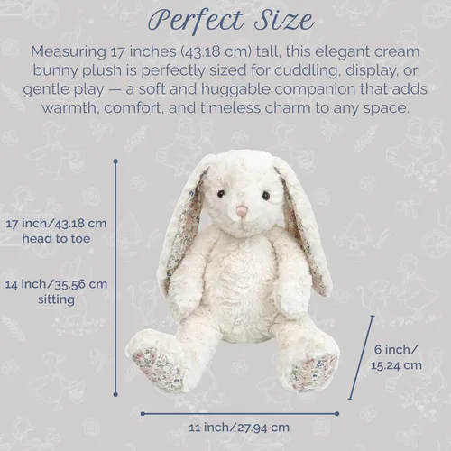 Vista 3 de MON AMI Faith Bunny - Animal de peluche grande Conejo de peluche suave y tierno de 17 pulgadas Elegante conejo abrazable para jugar, coleccionar