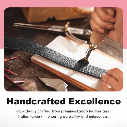 Vista 3 de VP Leather Meraux Collar – Top Grain Leather & Soft Lambskin - Adjustable - Nickel Plated Buckles, Eyelets, Studs & O-ring