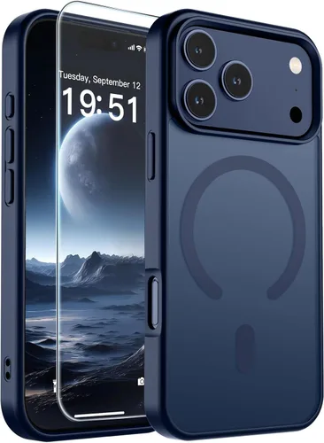 Vista 225 de SUPFINE - Funda magnética para iPhone 14 Pro Max (compatible con MagSafe), (protección contra caídas de grado militar de 10 pies), delgada, Negro